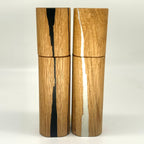 Gewürzmühlen Duo  Eiche   "white-black stripes" (epoxidharz) - daskuechenholz