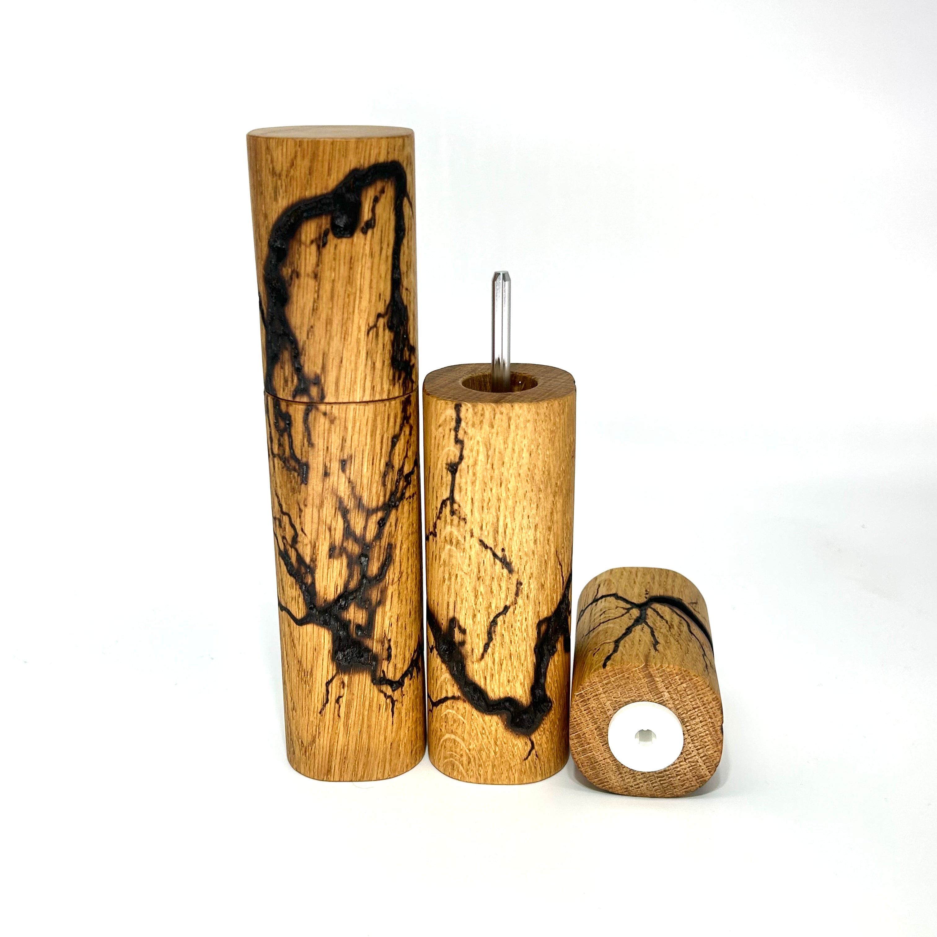 „Lichtenberg-Figuren“Gewürzmühlen Duo Eiche - daskuechenholz